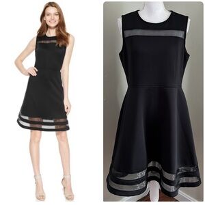 CALVIN KLEIN Illusion-Trim Fit & Flare Scuba Dress